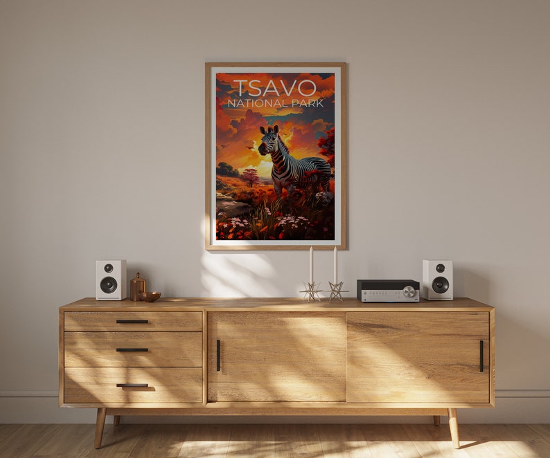 Tsavo National Park Poster, Tsavo Print, Safari Art, Safari Print, Africa Travel Poster, Zebra Poster, Tsavo Wall Art