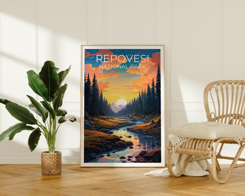 Repovesi National Park Travel Print, Finland Poster, Forest Wall Art, Mountain Illustration, Repovesi Poster, Home Decor, Birthday Gift