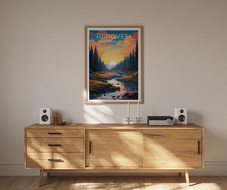 Repovesi National Park Travel Print, Finland Poster, Forest Wall Art, Mountain Illustration, Repovesi Poster, Home Decor, Birthday Gift