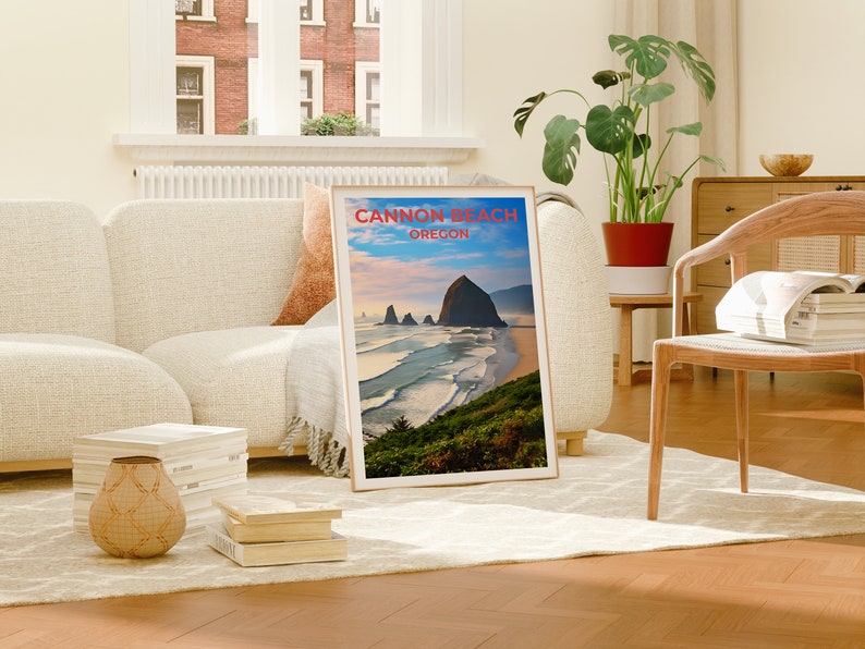 Affiche de voyage de Cannon Beach, art mural de l'Oregon, impression de l'Oregon, affiche de Cannon Beach, affiche de plage, affiche de nature, art de Cannon Beach