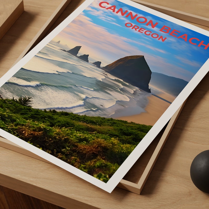 Affiche de voyage de Cannon Beach, art mural de l'Oregon, impression de l'Oregon, affiche de Cannon Beach, affiche de plage, affiche de nature, art de Cannon Beach