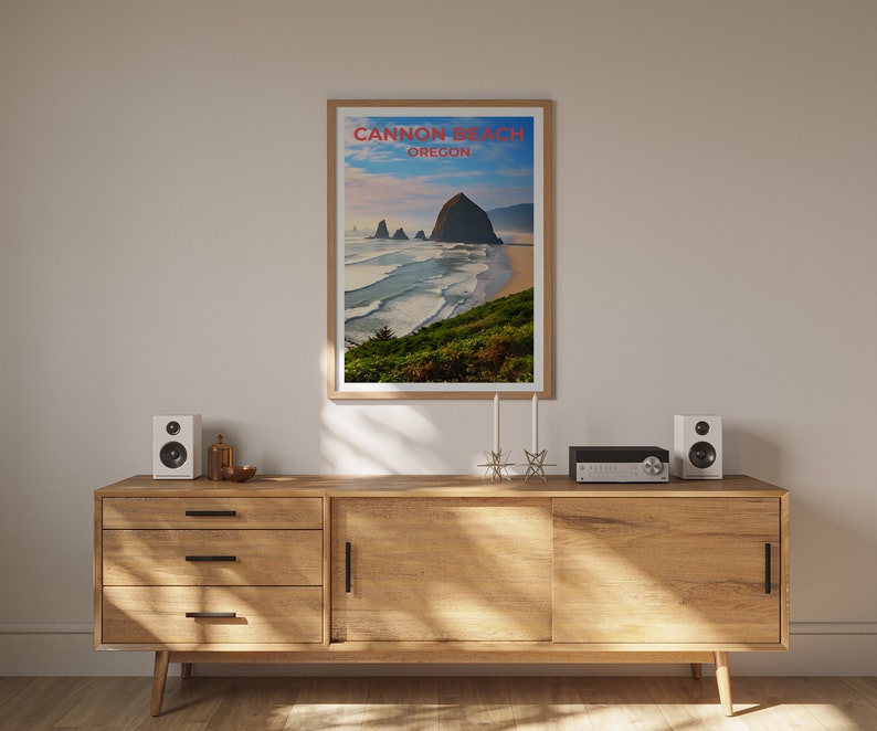 Affiche de voyage de Cannon Beach, art mural de l'Oregon, impression de l'Oregon, affiche de Cannon Beach, affiche de plage, affiche de nature, art de Cannon Beach