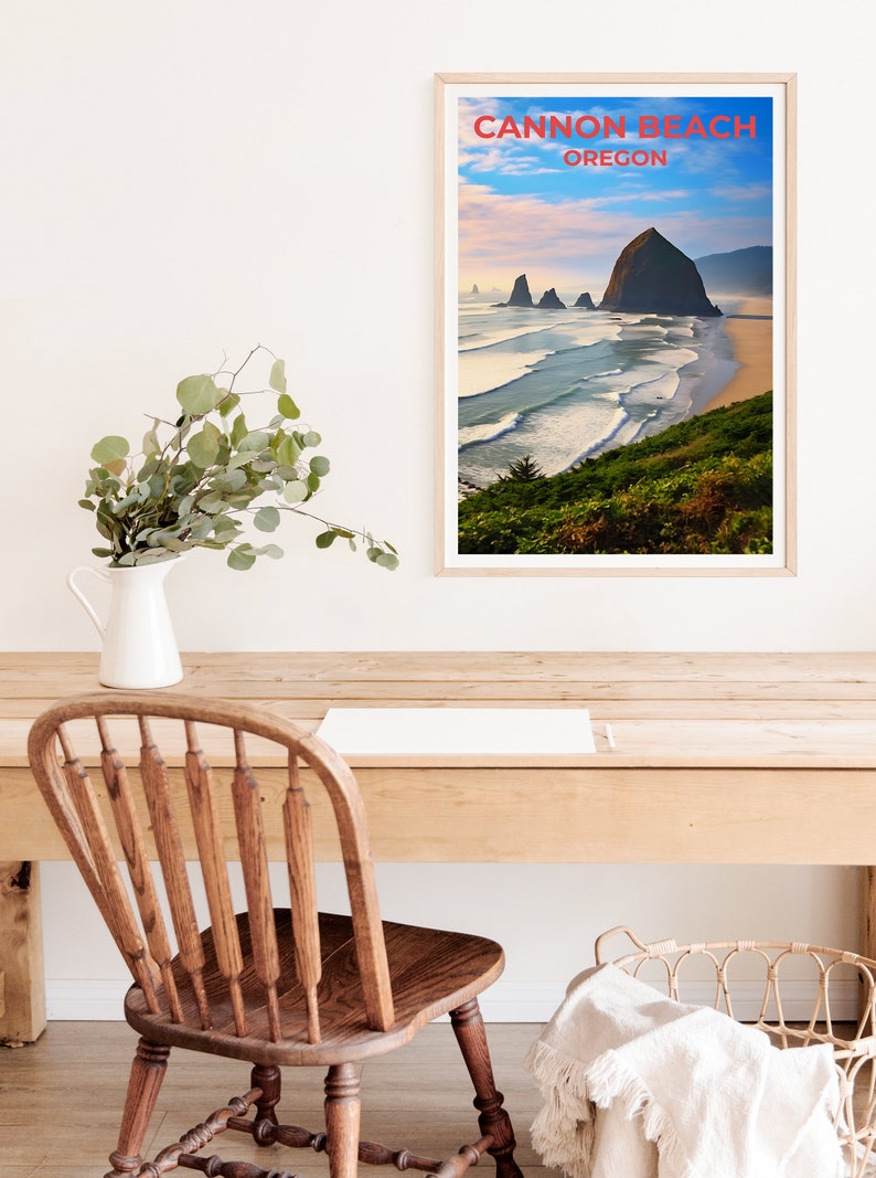 Affiche de voyage de Cannon Beach, art mural de l'Oregon, impression de l'Oregon, affiche de Cannon Beach, affiche de plage, affiche de nature, art de Cannon Beach