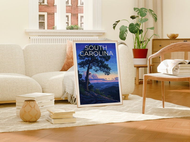 Affiche de voyage de Caroline du Sud, art mural de Caroline du Sud, impression de Caroline du Sud, affiche de Caroline du Sud, affiche de nature, décoration murale de Caroline du Sud
