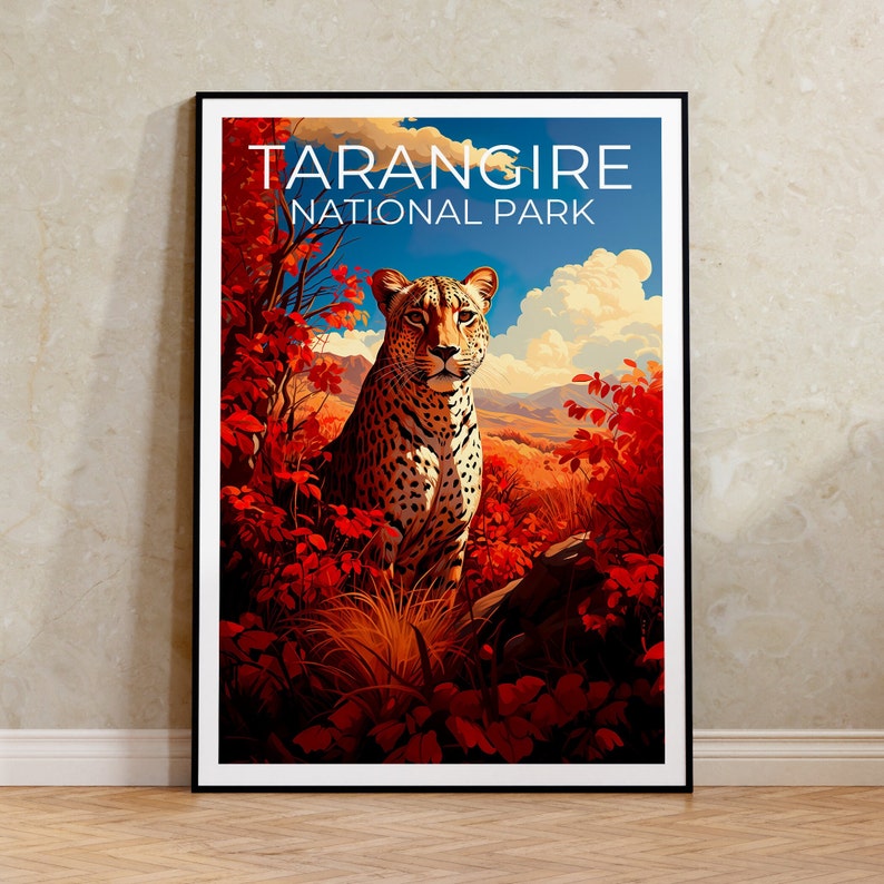 Tarangire National Park Poster, Tarangire Print, Tanzania Art, Tanzania Print, Tarangire Travel Poster, Cheetah Poster