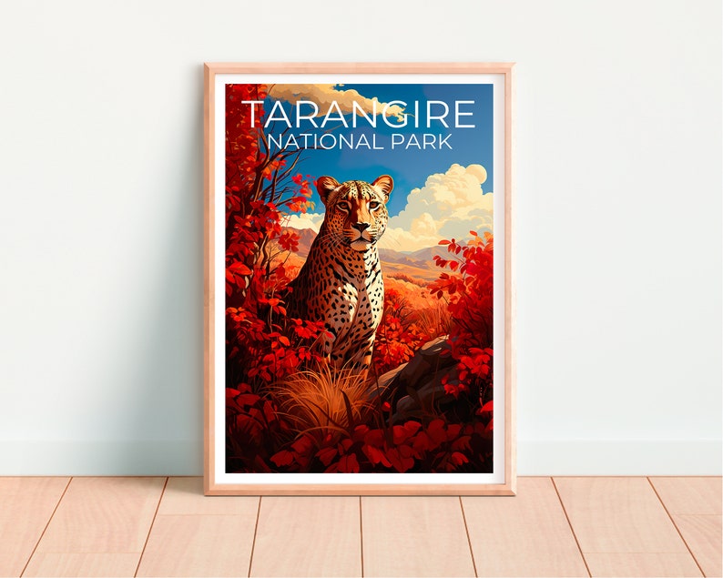 Tarangire National Park Poster, Tarangire Print, Tanzania Art, Tanzania Print, Tarangire Travel Poster, Cheetah Poster