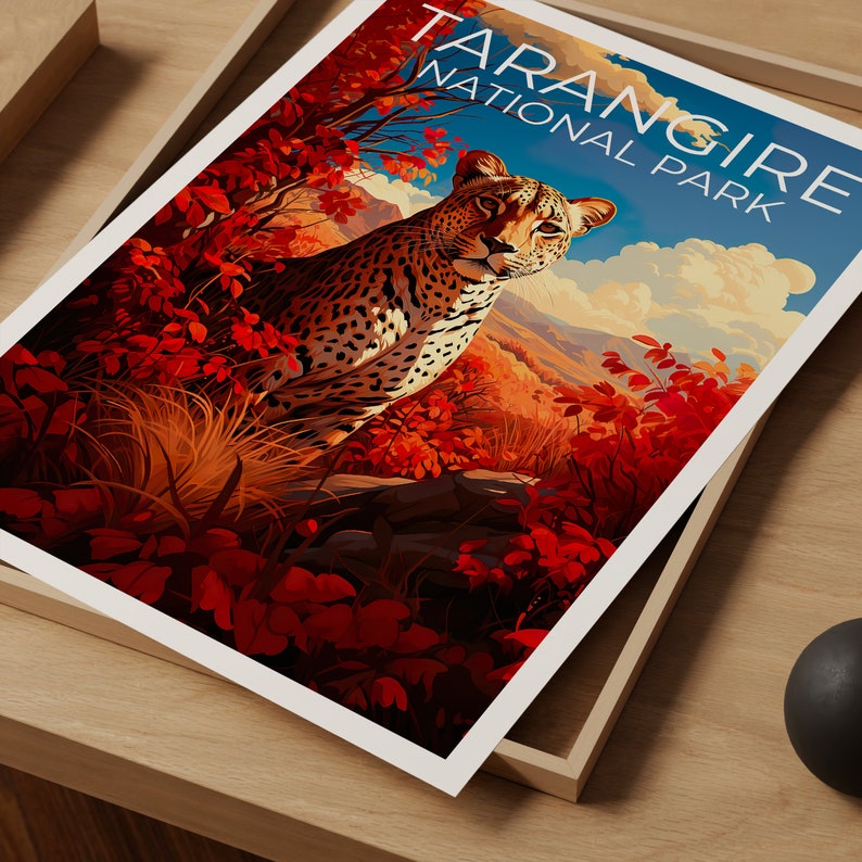 Tarangire National Park Poster, Tarangire Print, Tanzania Art, Tanzania Print, Tarangire Travel Poster, Cheetah Poster