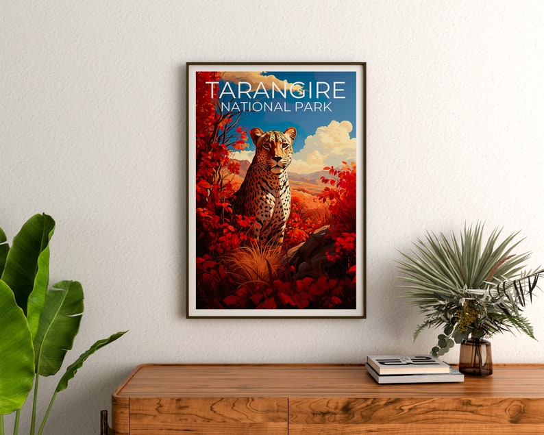 Tarangire National Park Poster, Tarangire Print, Tanzania Art, Tanzania Print, Tarangire Travel Poster, Cheetah Poster