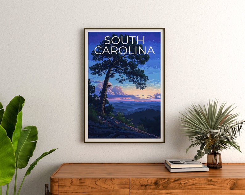 Affiche de voyage de Caroline du Sud, art mural de Caroline du Sud, impression de Caroline du Sud, affiche de Caroline du Sud, affiche de nature, décoration murale de Caroline du Sud
