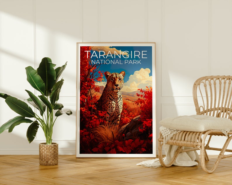 Tarangire National Park Poster, Tarangire Print, Tanzania Art, Tanzania Print, Tarangire Travel Poster, Cheetah Poster