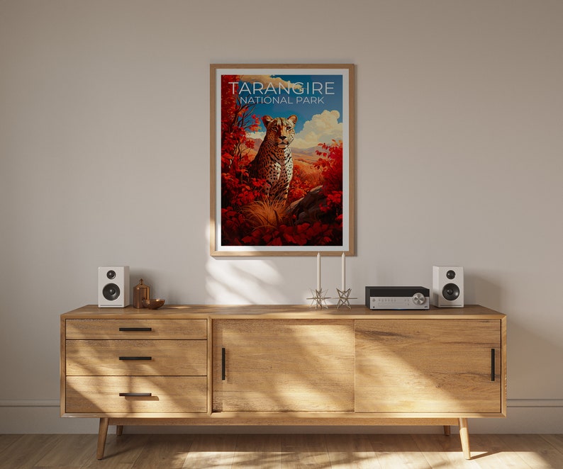 Tarangire National Park Poster, Tarangire Print, Tanzania Art, Tanzania Print, Tarangire Travel Poster, Cheetah Poster