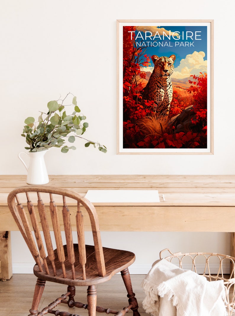 Tarangire National Park Poster, Tarangire Print, Tanzania Art, Tanzania Print, Tarangire Travel Poster, Cheetah Poster