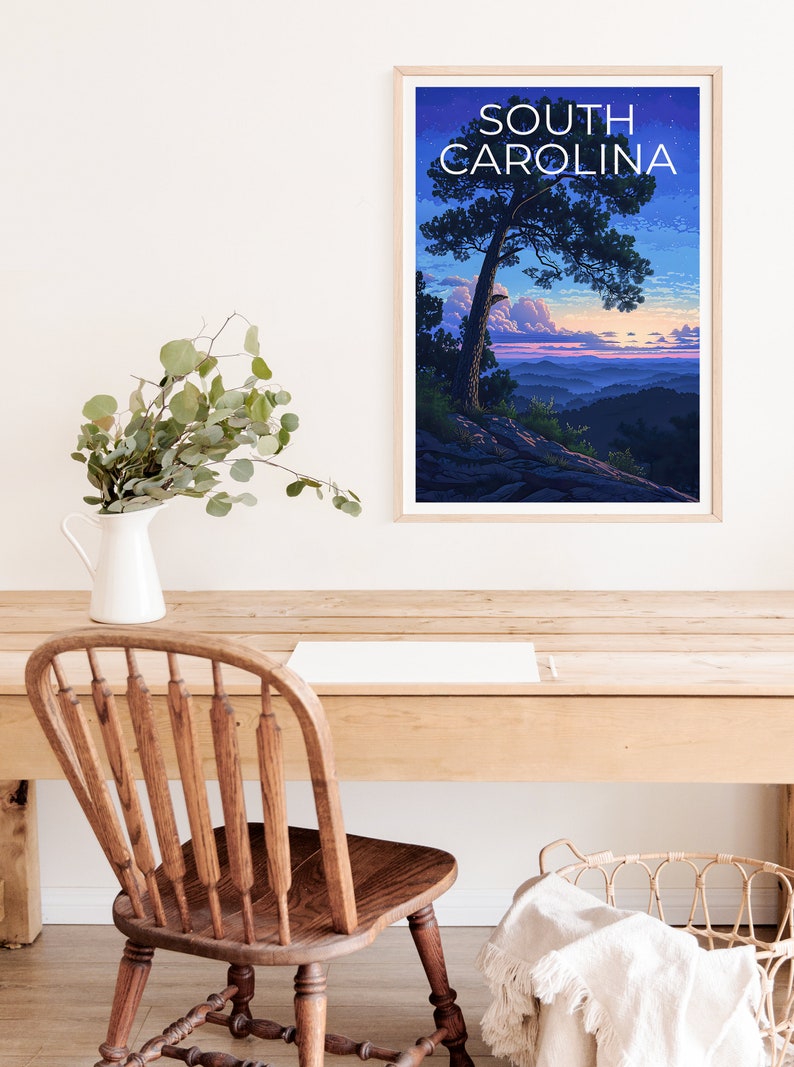 Affiche de voyage de Caroline du Sud, art mural de Caroline du Sud, impression de Caroline du Sud, affiche de Caroline du Sud, affiche de nature, décoration murale de Caroline du Sud