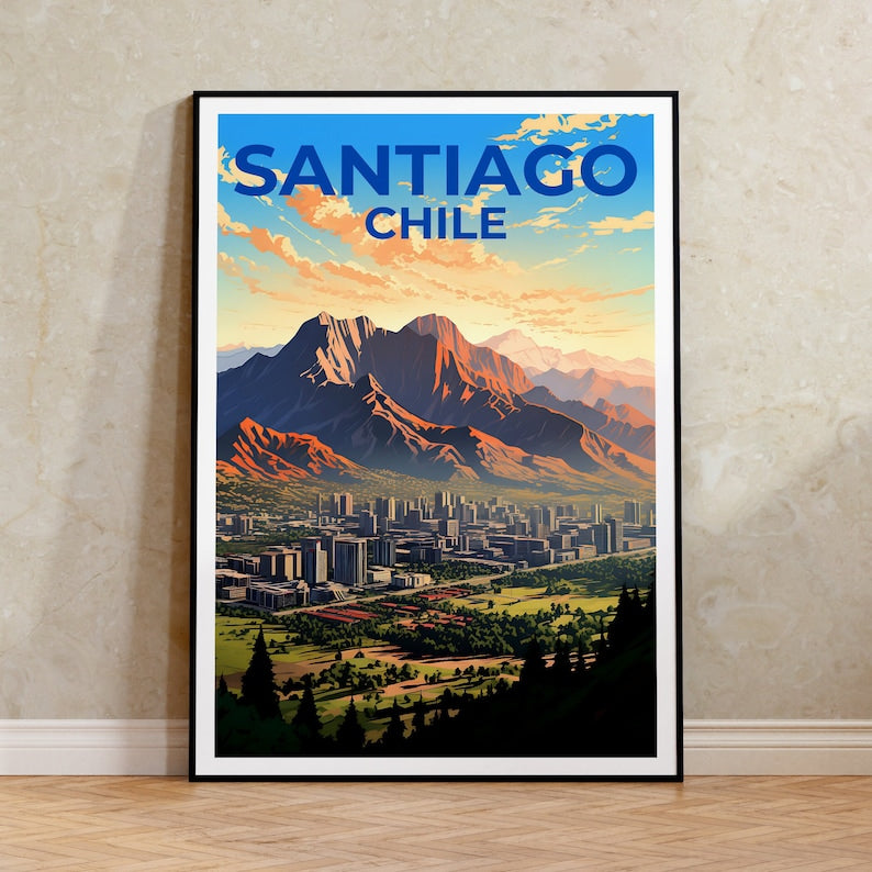 Santiago Travel Poster, Chile Wall Art, Chile Print, Santiago Poster, Chile Poster, City Poster, Santiago Art