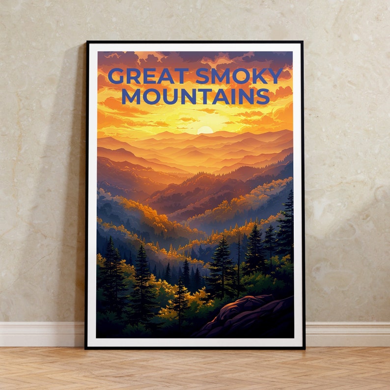 Great Smoky Mountains Poster, Smoky Mountains Print, Tennessee Poster, North Carolina Poster, Hiking Poster, Mountain Poster