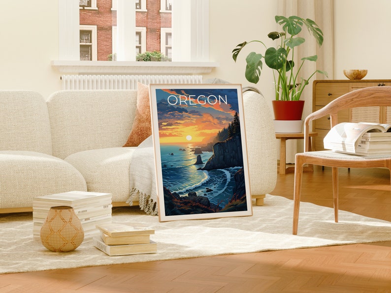 Oregon Travel Poster, Coast Wall Art, Coast Print, Oregon Poster, Coastline Poster, Oregon Art, Oregon Print
