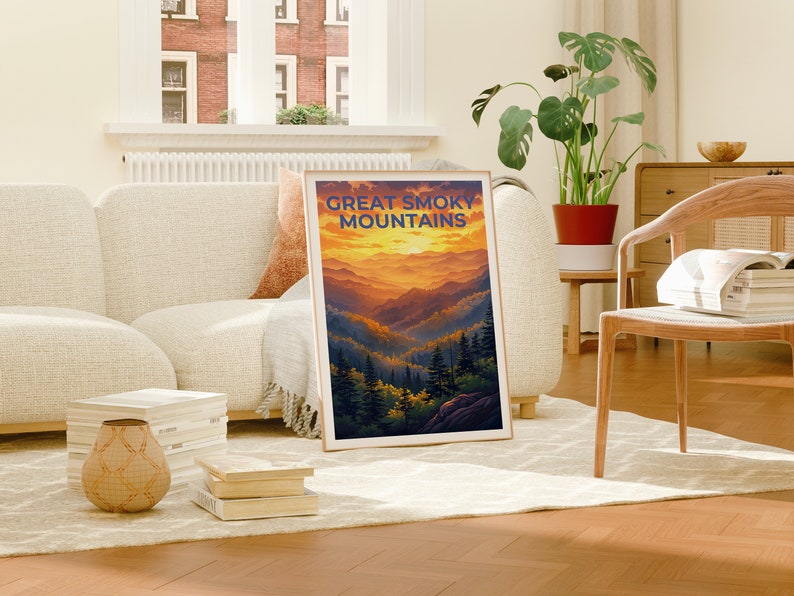 Great Smoky Mountains Poster, Smoky Mountains Print, Tennessee Poster, North Carolina Poster, Hiking Poster, Mountain Poster
