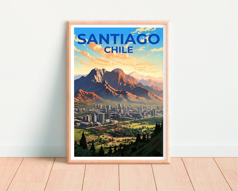 Santiago Travel Poster, Chile Wall Art, Chile Print, Santiago Poster, Chile Poster, City Poster, Santiago Art