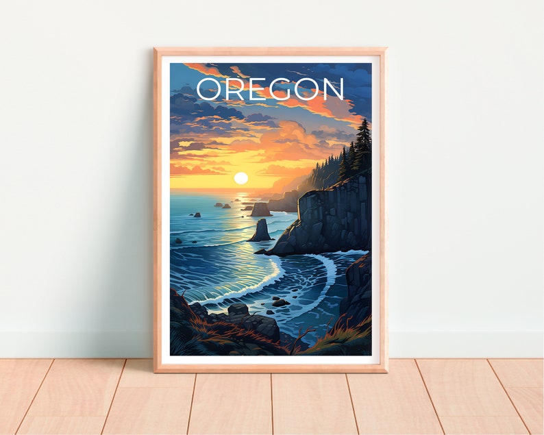 Oregon Reiseposter, Küstenwandkunst, Küstendruck, Oregon Poster, Küstenposter, Oregon Kunst, Oregon Druck