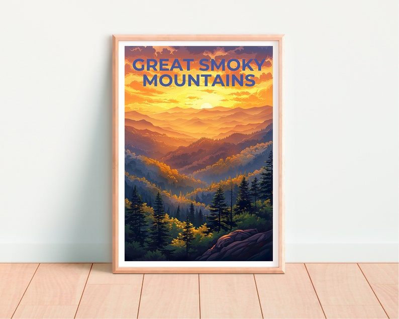 Great Smoky Mountains Poster, Smoky Mountains Print, Tennessee Poster, North Carolina Poster, Hiking Poster, Mountain Poster