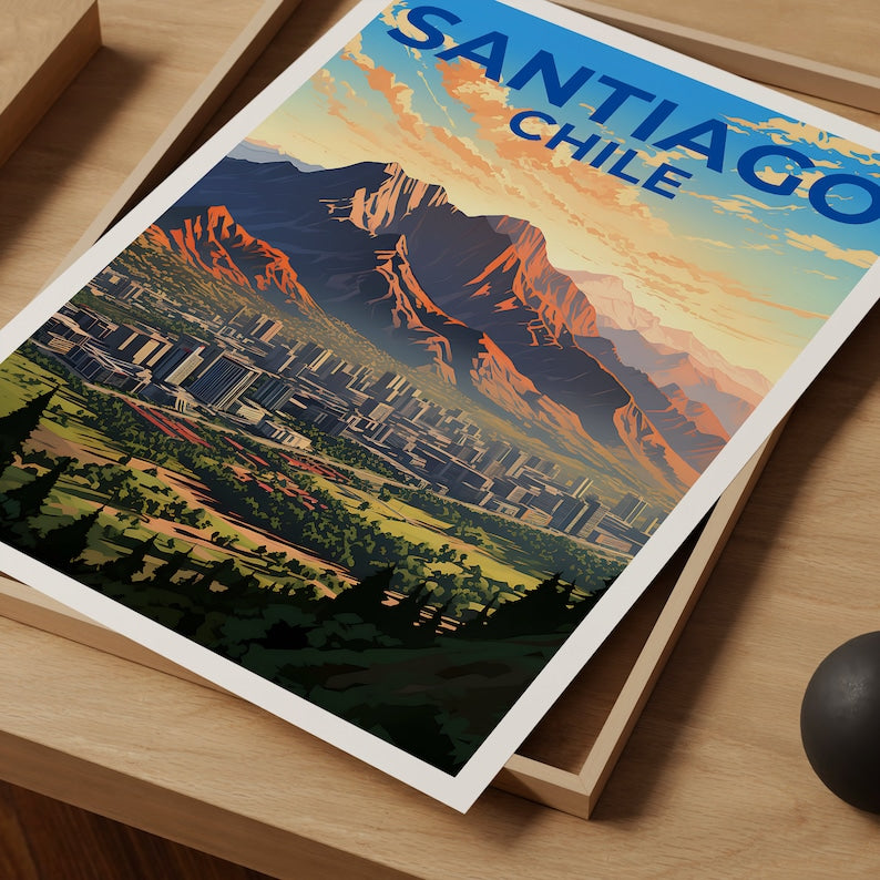 Santiago Travel Poster, Chile Wall Art, Chile Print, Santiago Poster, Chile Poster, City Poster, Santiago Art