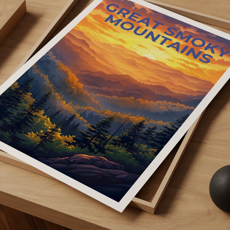 Great Smoky Mountains Poster, Smoky Mountains Print, Tennessee Poster, North Carolina Poster, Hiking Poster, Mountain Poster