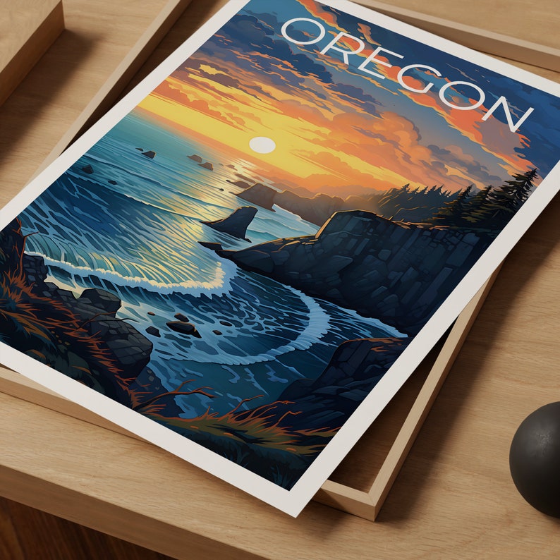 Oregon Reiseposter, Küstenwandkunst, Küstendruck, Oregon Poster, Küstenposter, Oregon Kunst, Oregon Druck