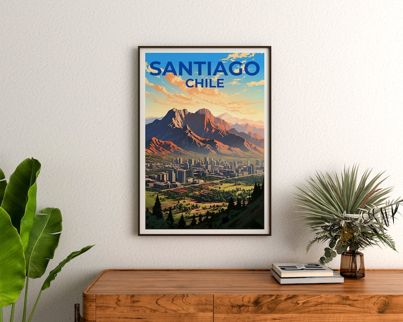 Santiago Travel Poster, Chile Wall Art, Chile Print, Santiago Poster, Chile Poster, City Poster, Santiago Art