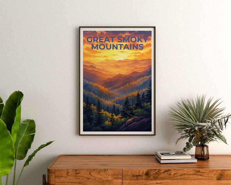 Great Smoky Mountains Poster, Smoky Mountains Print, Tennessee Poster, North Carolina Poster, Hiking Poster, Mountain Poster