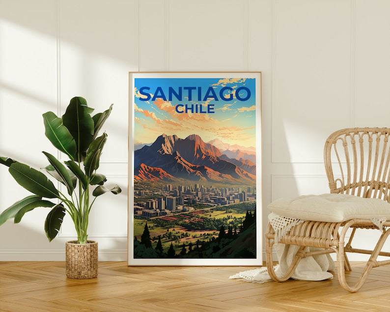 Santiago Travel Poster, Chile Wall Art, Chile Print, Santiago Poster, Chile Poster, City Poster, Santiago Art