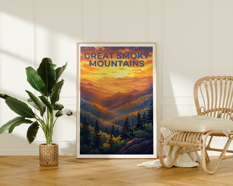 Great Smoky Mountains Poster, Smoky Mountains Print, Tennessee Poster, North Carolina Poster, Hiking Poster, Mountain Poster