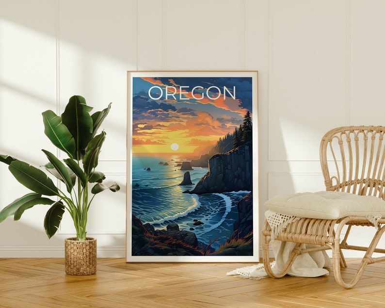 Oregon Reiseposter, Küstenwandkunst, Küstendruck, Oregon Poster, Küstenposter, Oregon Kunst, Oregon Druck