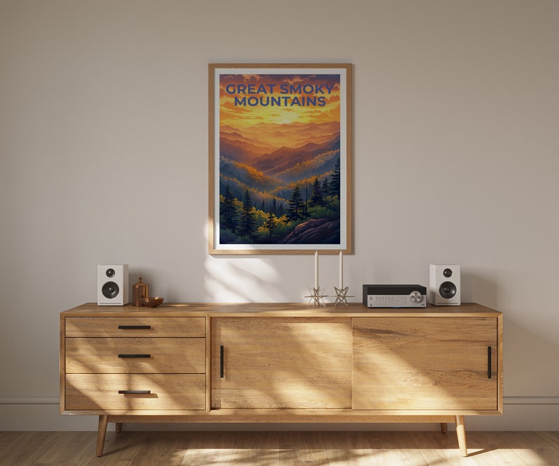 Great Smoky Mountains Poster, Smoky Mountains Print, Tennessee Poster, North Carolina Poster, Hiking Poster, Mountain Poster