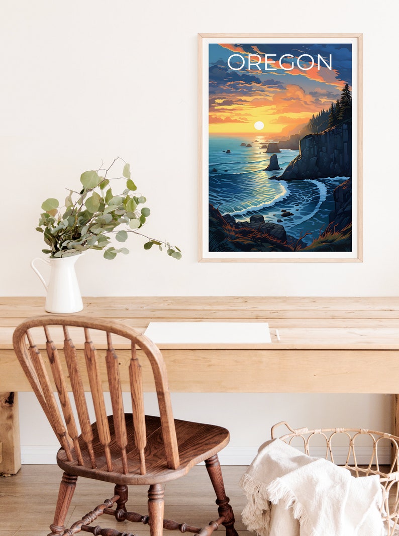 Oregon Reiseposter, Küstenwandkunst, Küstendruck, Oregon Poster, Küstenposter, Oregon Kunst, Oregon Druck