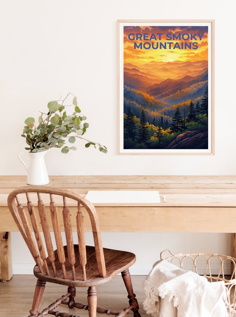 Great Smoky Mountains Poster, Smoky Mountains Print, Tennessee Poster, North Carolina Poster, Hiking Poster, Mountain Poster