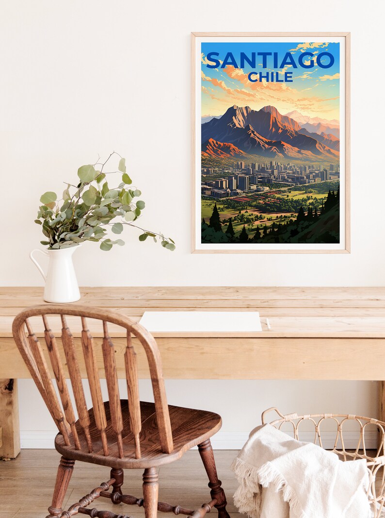 Santiago Travel Poster, Chile Wall Art, Chile Print, Santiago Poster, Chile Poster, City Poster, Santiago Art
