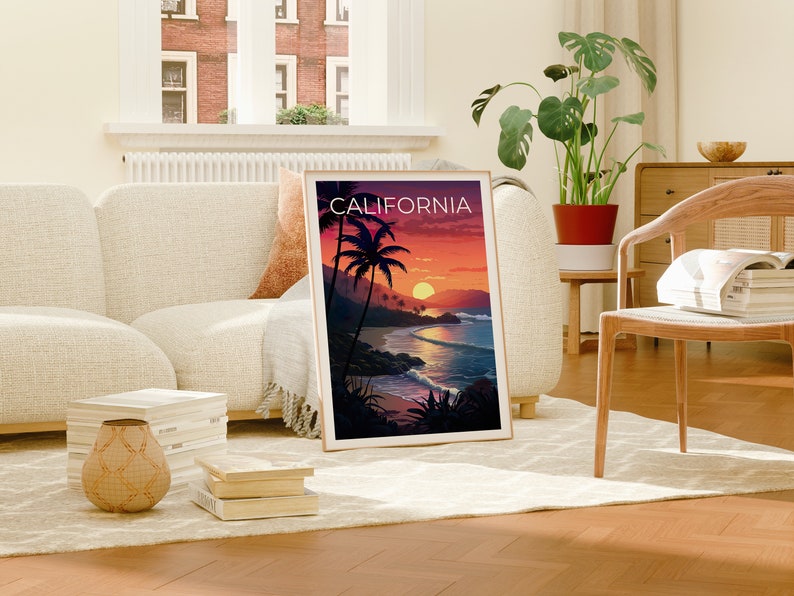 Kalifornien Reiseposter, Strand Wandkunst, Uferdruck, Kalifornien Poster, Strand Poster, Berg Poster, Kalifornien Kunst