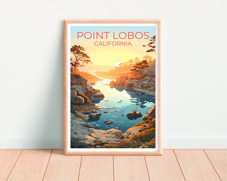 Point Lobos Reiseposter, Kalifornien Wandkunst, Kalifornien Druck, Point Lobos Poster, Natur Poster, Wanderposter, Point Lobos Kunst