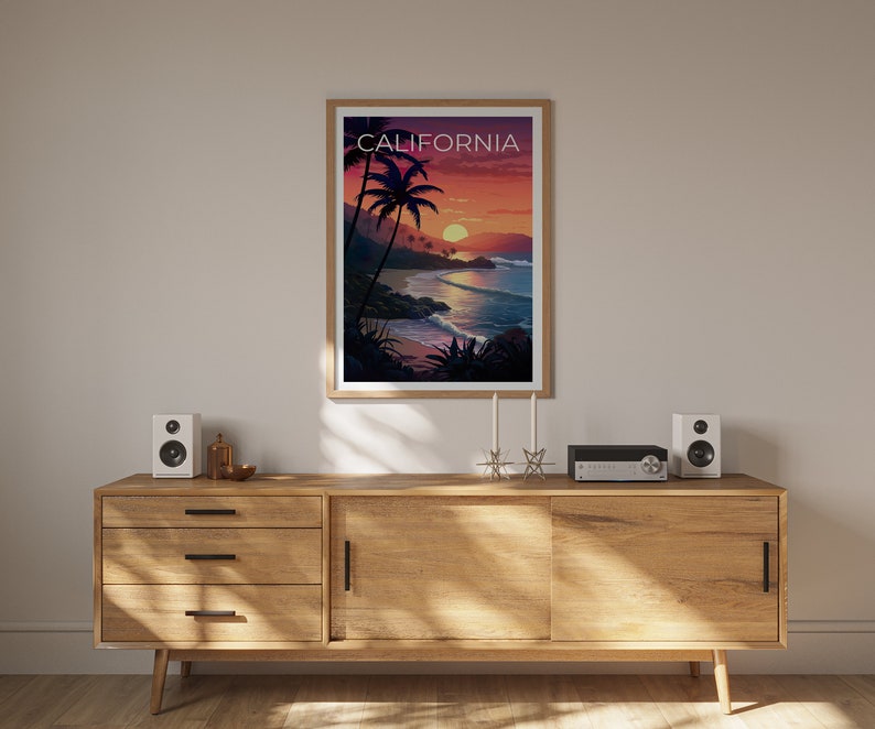 Kalifornien Reiseposter, Strand Wandkunst, Uferdruck, Kalifornien Poster, Strand Poster, Berg Poster, Kalifornien Kunst