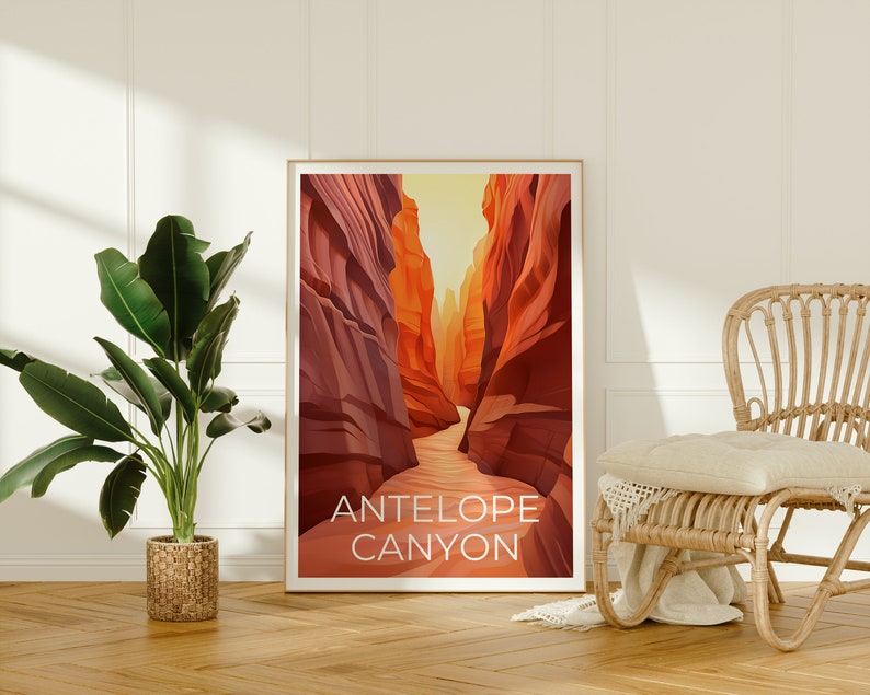 Antelope Canyon Travel Poster, Arizona Wall Art, Arizona Print, Antelope Canyon Poster, Nature Poster, Hiking Poster, Antelope Canyon Art