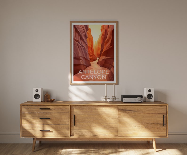 Antelope Canyon Travel Poster, Arizona Wall Art, Arizona Print, Antelope Canyon Poster, Nature Poster, Hiking Poster, Antelope Canyon Art