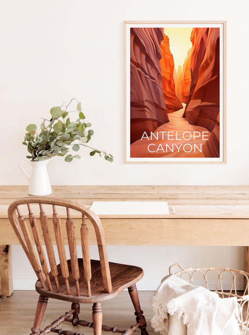 Antelope Canyon Travel Poster, Arizona Wall Art, Arizona Print, Antelope Canyon Poster, Nature Poster, Hiking Poster, Antelope Canyon Art