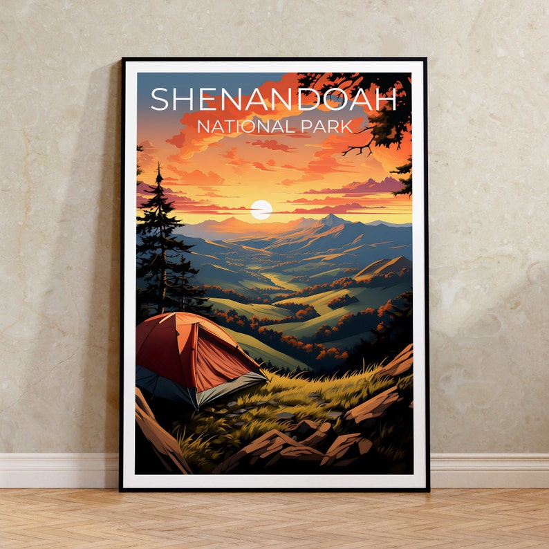 Affiche de voyage de Shenandoah, art mural de Virginie, impression de Virginie, affiche de Shenandoah, affiche de Virginie, affiche de nature, art de Shenandoah