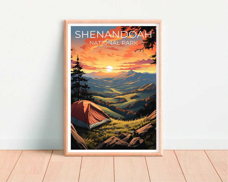 Affiche de voyage de Shenandoah, art mural de Virginie, impression de Virginie, affiche de Shenandoah, affiche de Virginie, affiche de nature, art de Shenandoah