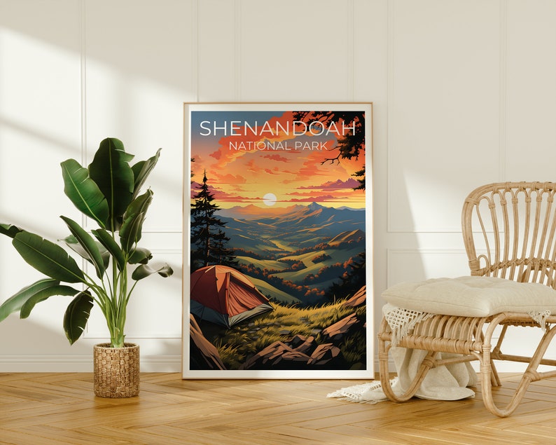 Affiche de voyage de Shenandoah, art mural de Virginie, impression de Virginie, affiche de Shenandoah, affiche de Virginie, affiche de nature, art de Shenandoah