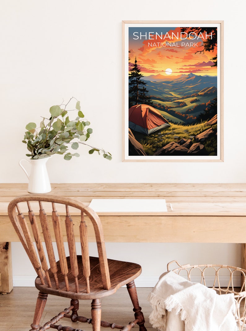 Affiche de voyage de Shenandoah, art mural de Virginie, impression de Virginie, affiche de Shenandoah, affiche de Virginie, affiche de nature, art de Shenandoah