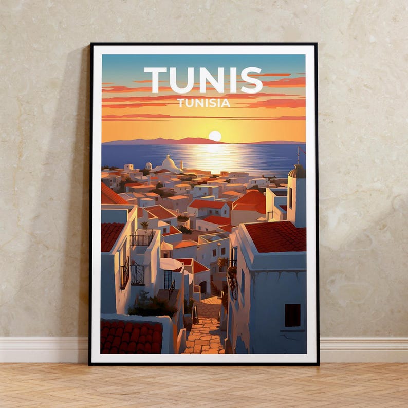 Tunis Travel Poster, Tunisia Wall Art, Tunisia Print, Tunis Poster, Africa Poster, City Poster, Tunis Art