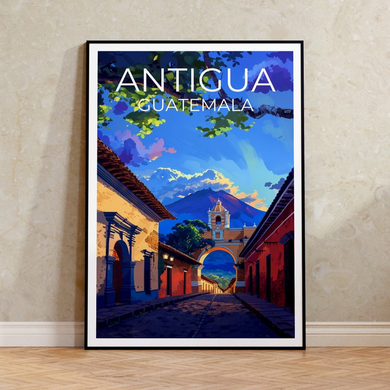 Antigua Travel Poster, Guatemala Wall Art, Guatemala Print, Antigua Poster, Guatemala Poster, City Poster, Antigua Art