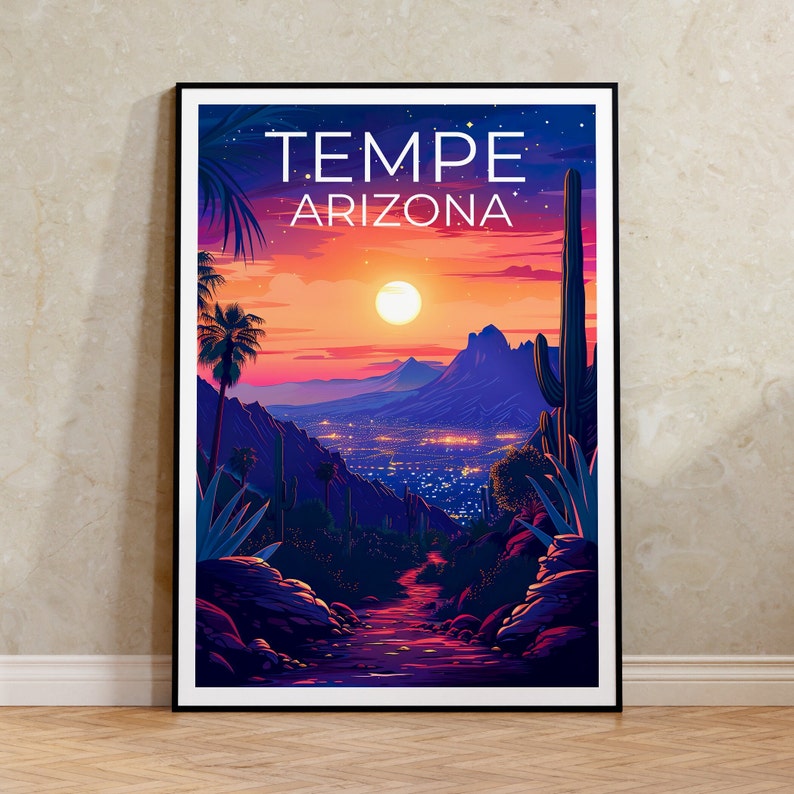 Tempe Poster, Tempe Print, Arizona Poster, Arizona Print, Tempe Travel Poster, Tempe Art, Arizona Art