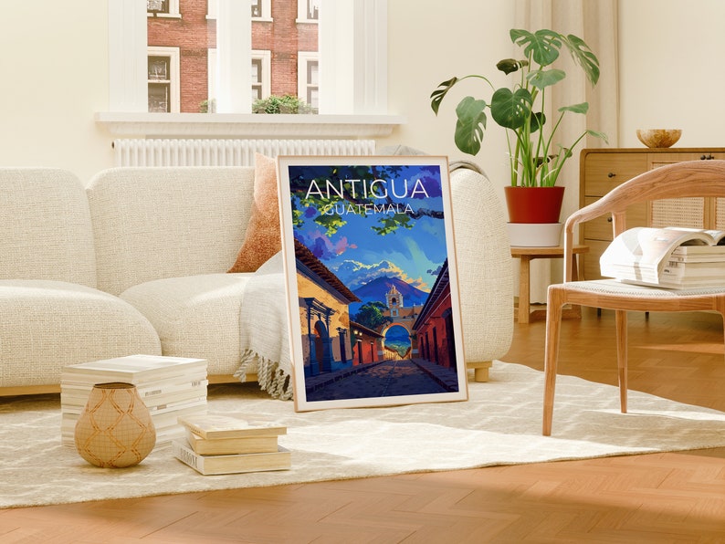 Antigua Travel Poster, Guatemala Wall Art, Guatemala Print, Antigua Poster, Guatemala Poster, City Poster, Antigua Art
